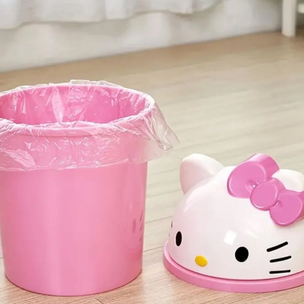 Hello Kitty Pink Trash Can Large Size with Detachable Lid 13" - Picture 3 of 7